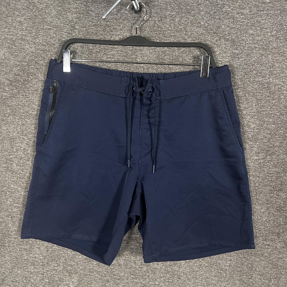 Ten Thousand Shorts Mens 34 Blue 7" Inseam Elastic Waist Zip Pocket Athletic Gym